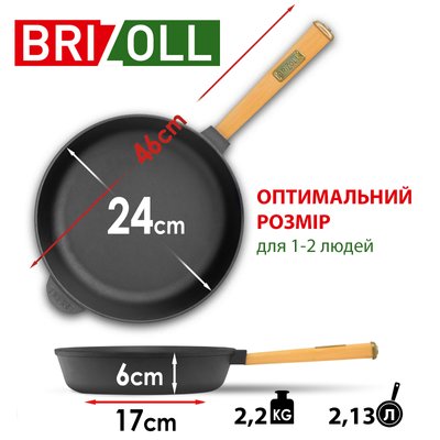 Сковорода 24х6 чугунная Optima-Black