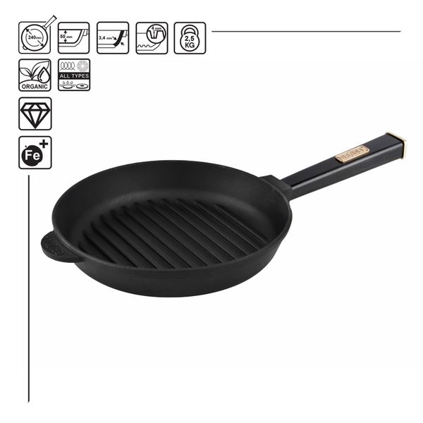 Сковорода-гриль 24х4 чавунна Optima-Black