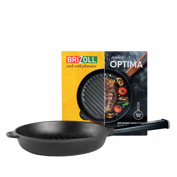 Сковорода-гриль 24х4 чугунная Optima-Black
