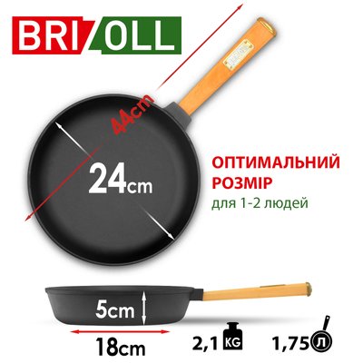 Сковорода 24х4 чавунна Optima-Black